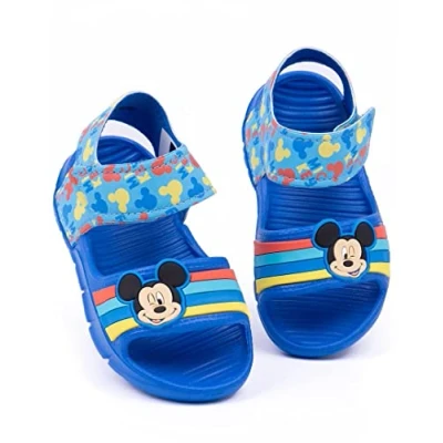 Image of Disney Mickey Mouse Kids Sandals Blue Sliders for Boys &amp; Girls Beach Shoes with Supportive Strap Toddlers Summer Holiday Pool Slip on Footwear Fun Merchandise Gift Children