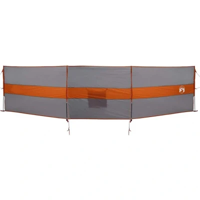 Image of vidaXL camping windbreak grey/orange 490x123cm portable beach/windshield/fence waterproof polyester w/pu coating