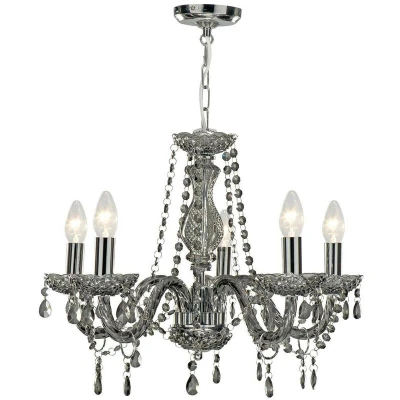 Image of Marie Therese 5 Light Pendant Smoked Grey Glass
