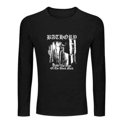 Image of Bathory Under The Sign of Mens Outdoor Graphic Men&#039;s 100% Cotton Tee Crewneck Unisex Long Sleeve T Shirt Black XL
