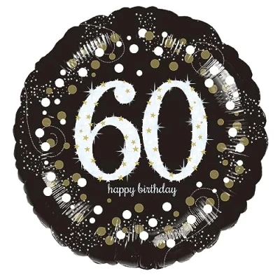 Image of Amscan 9916504 Gold Sparkling Celebration 60th Birthday Round Foil Balloon 18&quot;