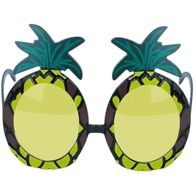 Image of Pineapple Glasses Novelty Adult Funny Sunglasses, UV400 Protection, Elton John Fancy Dress, Hawaiian Costume Accessory,