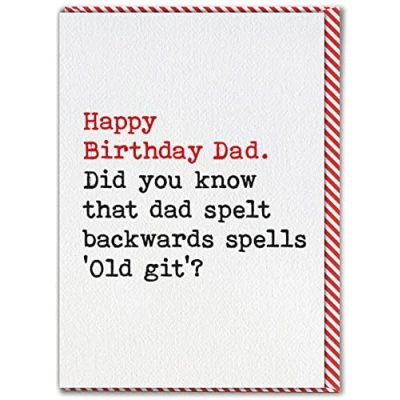 Image of Brainbox Candy Funny Dad Birthday Card &#039;Old Git&#039; Novelty Humour Cards For Joke Dads With A Sense Of From Son Daughter