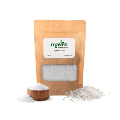 Image of Maven Wholefoods Epsom Salts Additive Free (1kg) 100% Pure Natural Magnesium Sulfate