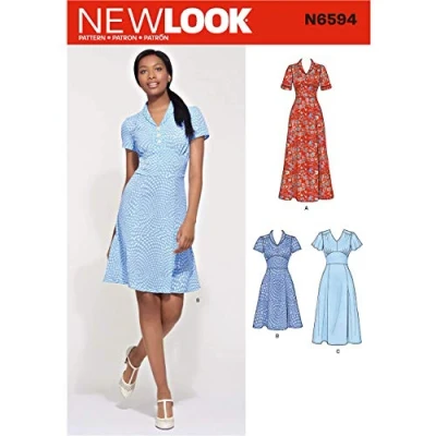 Image of NewLook New Look Pattern N6594 Misses&#039; Dress in Three Lengths, Paper, White, VARIOUS
