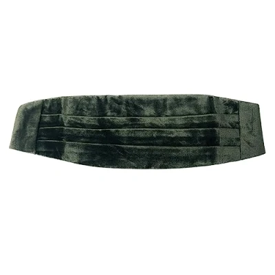 Image of Olive Green Textured Velvet Cummerbund