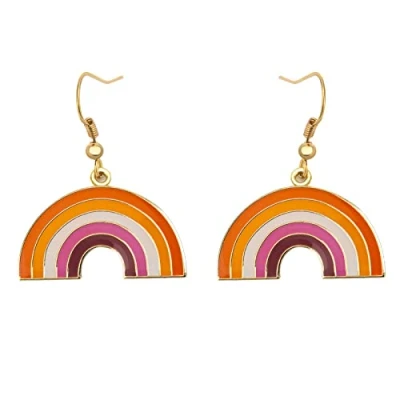 Image of Sun Set Pride Rainbow Shape Dangle Earing Gay &amp; Lesbian LGBT Gifts Jewelry
