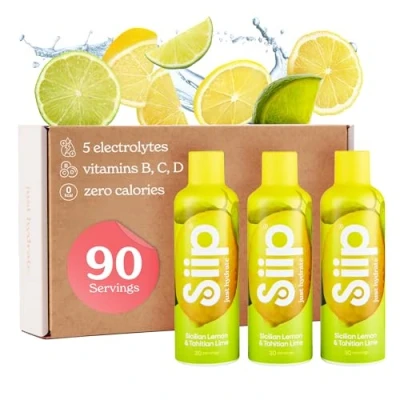 Image of Siip Hydrate Liquid Electrolytes &amp; Vitamins, Makes 90 Drinks, with Vitamin B12, C, D3, Magnesium, Zinc, Sicilian Lemon Tahitian Lime Flavour, Pack of 3