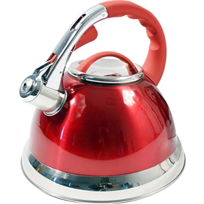 Image of 3.5L Stainless Steel Whistling Kettle with Silicone Handle (RED)