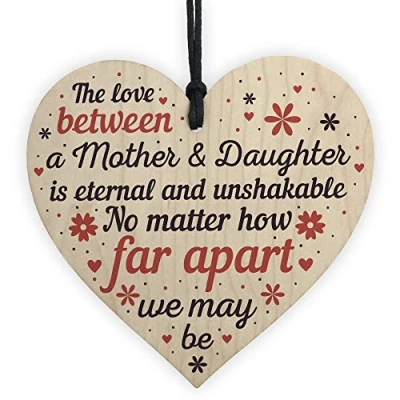 Image of RED OCEAN Mother And Daughter Heart Plaque Wooden Keepsake From Mum Birthday Christmas