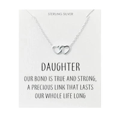 Image of Philip Jones Sterling Silver Daughter Quote Heart Link Necklace
