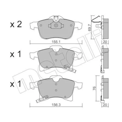 Image of 1605009, 1605035, 1605080, 1605099, 1605177 Brake pad set METELLI 22 0539 0 with acoustic wear warning VAUXHALL: Corsa Mk4, Insignia Mk1, Mk3