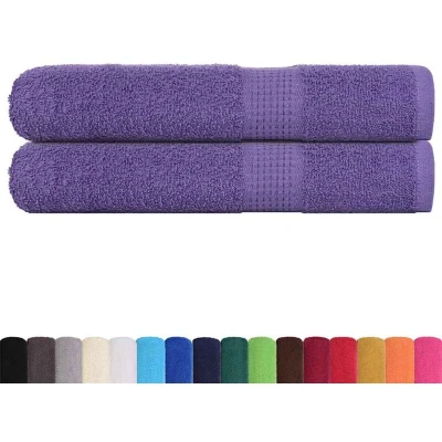 Image of vidaXL Towels 2 pcs Purple 100x200 cm 360 gsm 100% Cotton