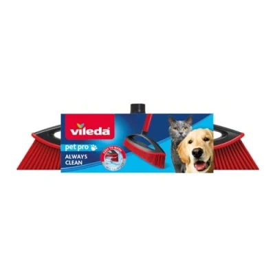 Image of Vileda 159821 Multi Rubber Broom, Suitable for Animal Hair, red/Black