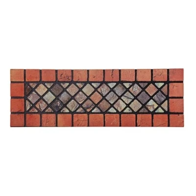 Image of Nicoman Elegant Tile Mat Barrier Doormat Eco Friendly Scrape and Non Slip Indoor/Outdoor Door Mat, Narrow (75x25cm), Red Border