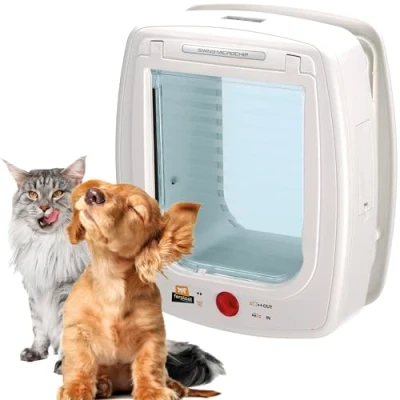 Image of Ferplast SWING MICROCHIP L Universal Cat Flap for Dogs and Cats 4 Closing Modes Wind Stopper System Shock Absorber Magnetic Anti Oscillation Direction Indicator White