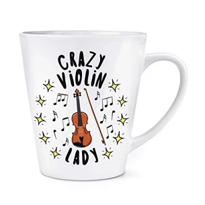 Image of Crazy Violin Lady Stars 12oz Latte Mug Cup