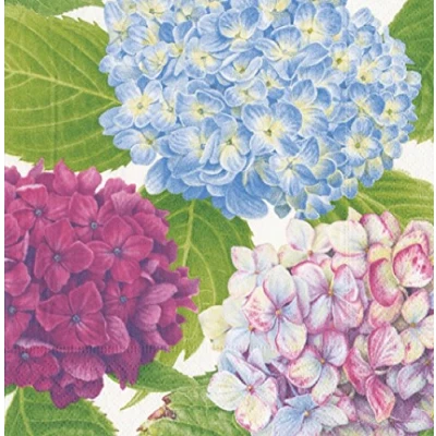 Image of Caspari Entertaining with Hydrangea Garden Napkin Luncheon Paper, Blue, 16.5 x 3 cm