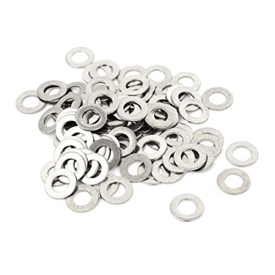 Image of Sourcingmap M5x10mmx0.5mm Stainless Steel Round Flat Washer for Bolt Screw 100Pcs