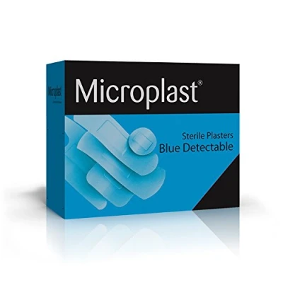 Image of Crest Medical Microplast Blue Detectable Plasters 100 Piece, 7 cm x 2 Size