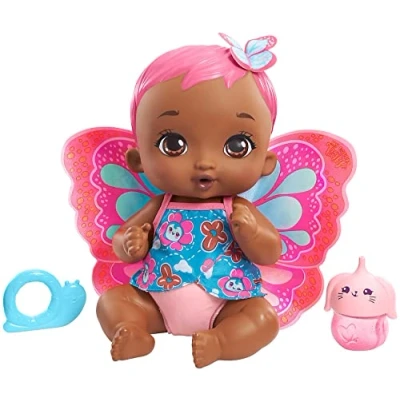 Image of My Garden Baby GYP12​ Feed and Change Butterfly Doll (30 cm / 12 in), with Reusable Diaper, Removable Clothes &amp; Wings, Great Gift for Kids Ages 3Y+, Multicolor