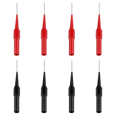 Image of Dadabig 8 PCS Test Probe, Multimeter Probes Copper Leads Stainless Steel Needle Silicon Back Probe Pin for Automotive, Telecommunications, Industrial, 4mm Jack Socket, Red and Black