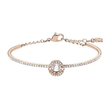 Image of Swarovski Sparkling Dance bangle, Round cut, White, Rose gold tone plated