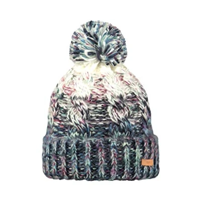 Image of Barts Womens Iska Knitted Pom Space Dyed Warm Beanie Hat Blue