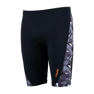 Image of ZONE3 Men&#039;s OWS Jammer Made from Xfinity Renew Fabric Designed for Open Water &amp; Pool Swim with 100% Chlorine Proof Sunscreen Resistant Black/White