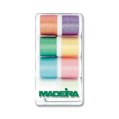 Image of Madeira &#039;Opal&#039; 8010 Embroidery Box with 8 Metallic Bobbins of 200 m Each
