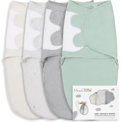 Image of Mama Cheetah Baby Swaddle Sack, Organic Cotton Blanket, Adjustable Sleep Sacks, Easy Swaddles for Boy Girl 0 3 Month, Essentials, 4 Pack