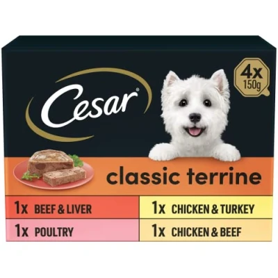 Image of Cesar Classics Terrine Wet Dog Food for Adult Dogs Tray Mixed Selection in Loaf 16 x 150 g