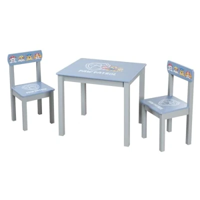 Image of roba Children&#039;s Seating Group Paw Patrol 2 Kids&#039; Chairs + Table for Children Set/Furniture with Cartoon Dogs Wood Gray/Blue from 18 Months