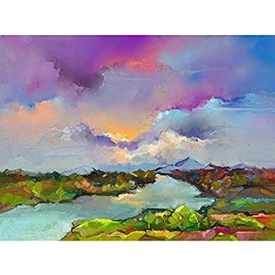 Image of Wee Blue Coo Contemporary Colourful Landscape Unframed Art Print Poster Wall Decor 12x16 inch