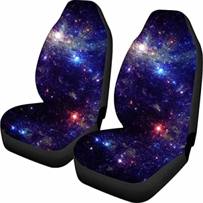 Image of Dolyues Purple Starry Sky Car Seat Covers Front Seats Only Bucket Vehicle Protector Accessories Universal Cover for Cars, SUV, Sedan, Van, Trucks Full Set 2 Piece