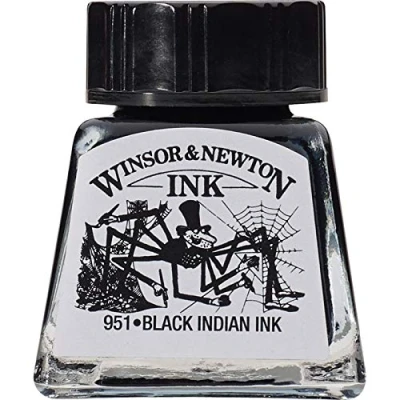 Image of Winsor &amp; Newton 1005030 Drawing Ink 14ml Black Indian