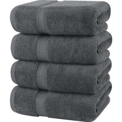 Image of Utopia Towels 4 Piece Bath Set (69 x 137 CM) Premium 100% Ring Spun Cotton Quick Dry, Highly Absorbent, Soft Feel Towels, Perfect for Daily Use (Grey)