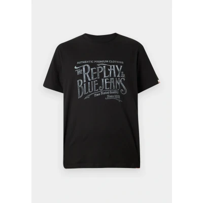 Image of Replay Print Tshirt, Men&#039;s, Size: Medium, Black