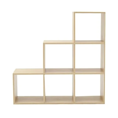 Image of Rebecca Mobili Shelf Modern Bookshelf 6 Cubes Brown Light Oak Wood Order Room Children&#039;s Bedroom 97,5 x 29 cm (H W D) Art. RE6045
