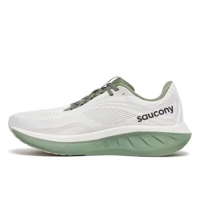 Image of Saucony RIDE 18 Road running shoes, Men&#039;s, Size: 10, White/olivine Textile/synthetics