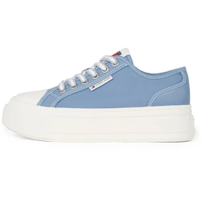 Image of Tommy Jeans Foxing Flatform Trainers, Women&#039;s, Size: 7, Clear water Textile