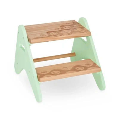 Image of B. spaces Peek A Boost Wooden Step Stool Two Toddler (Mint &amp; Natural Wood)