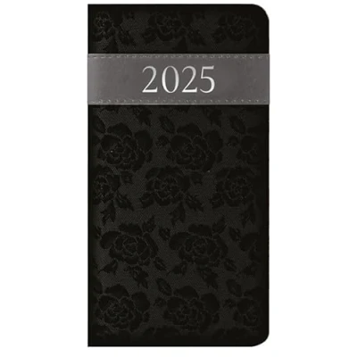Image of 2025 Slim Week To View Fabric Embroidered Two Tone Roses Diary (Brown)