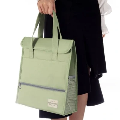 Image of A4 Document Bag File Tote Canvas Portable Organiser Waterproof Zip Student Office Supplies Travel Storage with Handle for Women Men