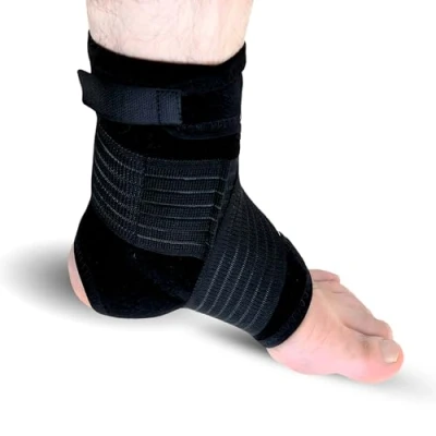 Image of Ankle Brace, Stabilizer, Lace Up Adjustable Support, Stirrup Compression, for Sports, Elastic Compression Strap Sprained Ankle, Achilles Tendon (2)