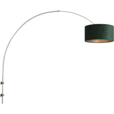 Image of Sparkled Light Wall Lamp with Shade Brushed Steel, Velvet Green