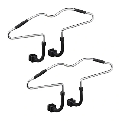 Image of Relaxdays Car Hanger for Headrest, Jacket Holder, Set of 2, Non Slip, Steel, Travel Hanger, Silver/Black