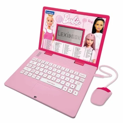 Image of Lexibook, Barbie, Educational and Bilingual Laptop in English/Spanish, Toy for children with 124 activities to learn, play games music, Pink, JC598BBi2