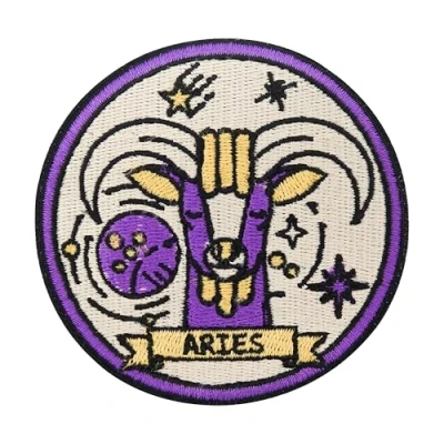 Image of Finally Home Iron On Patch Aries Astrology Patches, Moon Stars