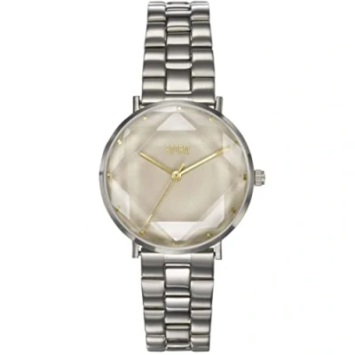 Image of STORM ELEXI Taupe Women&#039;s Watch with Unique Cut Glass dial and Two Tone Brushed/Polished Stainless Steel Strap, Water Resistant to 50m